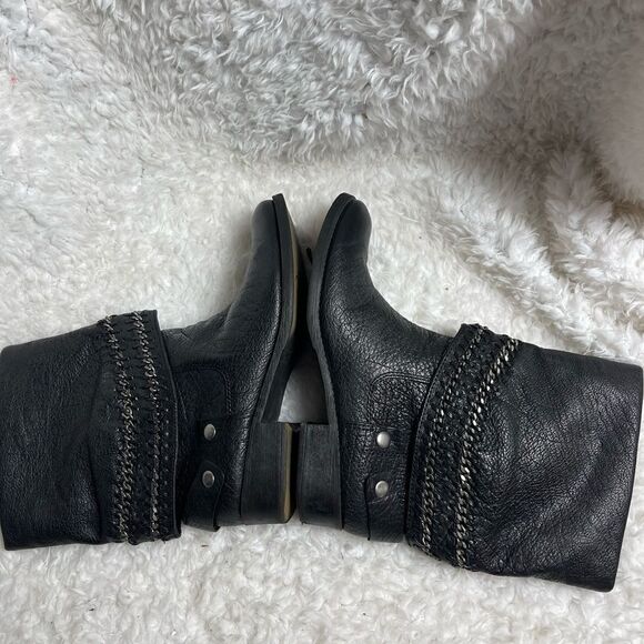 Nine West American Vintage Barstool ankle Boots Black Leather chain accent SZ8M - Picture 8 of 11